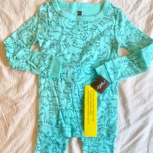 Tea Collection Cat Pajamas Blue Aqua New EUC 4T